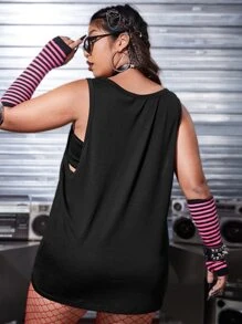 ROMWE PUNK Canotte grande Halloween Casual - nero - Visualizzare 2