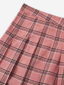 SHEIN Qutie Plaid Print Fold Pleated Skirt - Multicolor - View 5