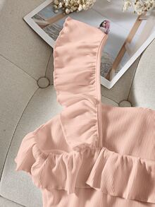 Áo hai dây Xù màu trơn Giải trí - Màu Hồng baby - Xem 5