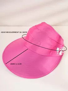 1 chiếc mũ chống nắng có thể gấp lại dành cho nữ có phần trên bằng lưới đính hạt, thích hợp cho những chuyến du lịch ngoài trời - Màu Hồng Tươi - Xem 4