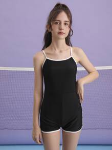 ティーンガールズ バインディングトリム ワンピース水着