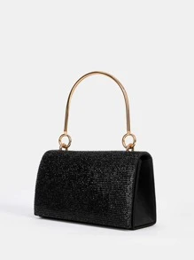 Mini Glitter Detail Square Bag - Black - View 6