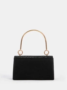 Mini Glitter Detail Square Bag - Black - View 7