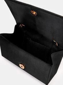 Mini Glitter Detail Square Bag - Black - View 8