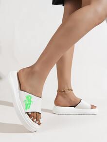 Sandalias con estampado de dibujo plataforma - Blanco - Ver 2