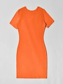 SHEIN Unity Letter Graphic Bodycon Dress - Orange - View 2