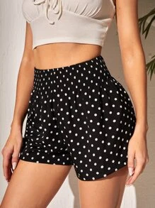 SHEIN Tall High Waist Polka Dot Shorts - Black - View 4