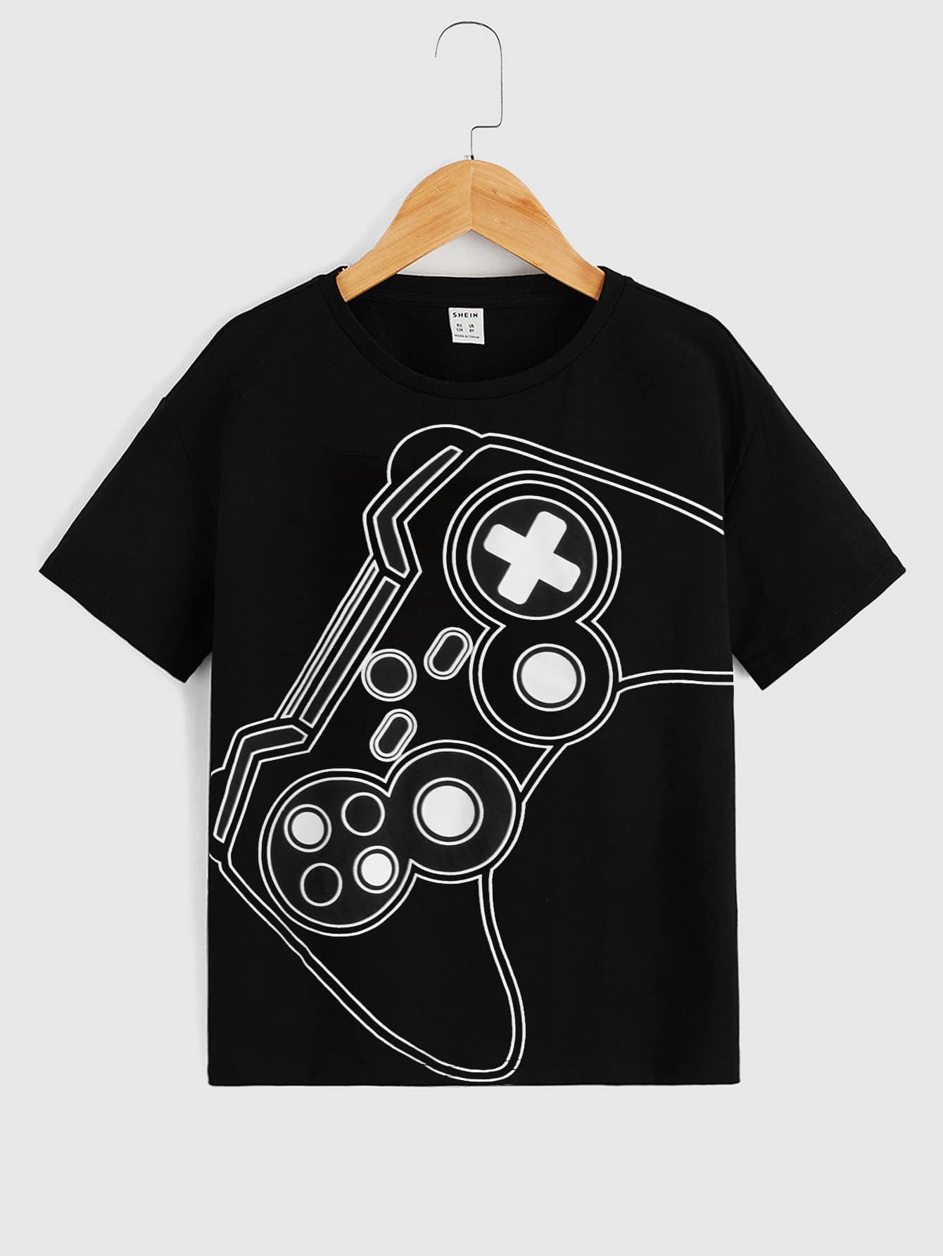 SHEIN Tween Boy Graphic Print Top - Black - View 1