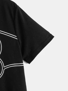 SHEIN Tween Boy Graphic Print Top - Black - View 4