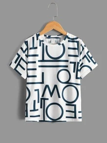 SHEIN Boys Letter Graphic Tee - White - View 1