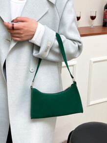 Suedette Minimalist Bag - Green - View 4