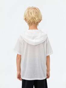 SHEIN Boys Solid Hooded Tee - White - View 6