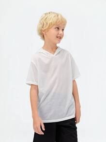 SHEIN Boys Solid Hooded Tee - White - View 11