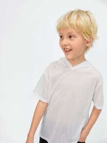 SHEIN Boys Solid Hooded Tee - White - View 9