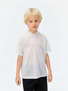 SHEIN Boys Solid Hooded Tee - White - View 10