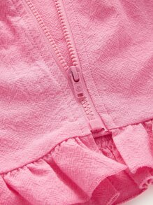 SHEIN MOD Sweetheart Cut Out Tie Front Ruffle Trim Crop Top - Pink - View 3