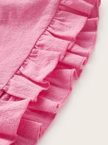 SHEIN MOD Sweetheart Cut Out Tie Front Ruffle Trim Crop Top - Pink - View 4