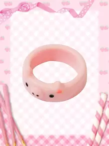 ROMWE Kawaii Anillo con dibujos animados con diseño cerdo - Rosa - Ver 1