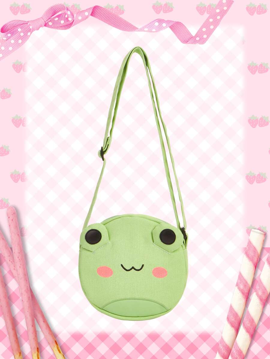 ROMWE Kawaii Bolso bandolera con diseño de rana de dibujos animados - Verde - Ver 1