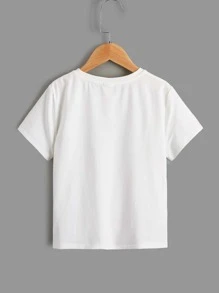 SHEIN Tween Boy Summer Leisure Homogeneous Small Round Neck Short Sleeve Knitted Fabric Video Game Printed T-Shirt - White - View 2