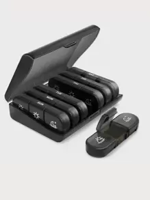 1件套字母圖案藥收納盒 - 黑色 - 查看 1