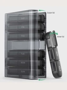 1件套字母圖案藥收納盒 - 黑色 - 查看 3