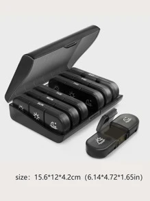 1件套字母圖案藥收納盒 - 黑色 - 查看 6