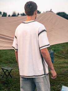 Men Drop Shoulder Contrast Binding Tee