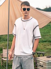 Men Drop Shoulder Contrast Binding Tee