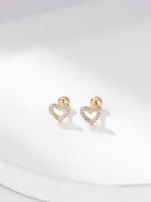 Bông tai stud Khối Zirconia  Tim - Vàng - Xem 3