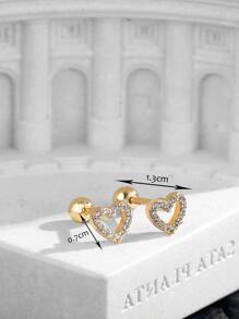 Bông tai stud Khối Zirconia  Tim - Vàng - Xem 4