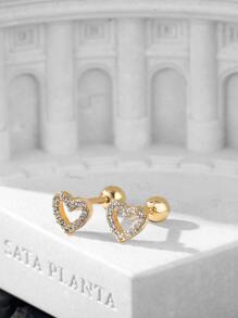 Bông tai stud Khối Zirconia  Tim - Vàng - Xem 5