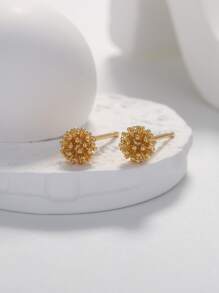 1 bông tai thiết kế bồ công anh trang sức đồng - Vàng - Xem 1