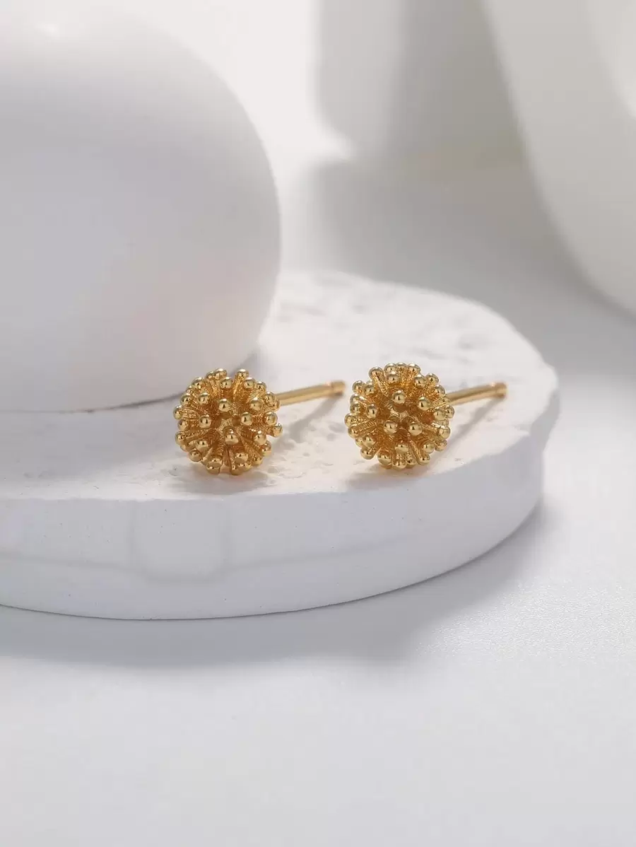 1 bông tai thiết kế bồ công anh trang sức đồng - Vàng - Xem 1