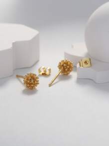 1 bông tai thiết kế bồ công anh trang sức đồng - Vàng - Xem 2