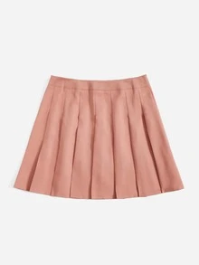 SHEIN Unity Plus Solid High Waist Pleated Skirt - Dusty Pink - View 2