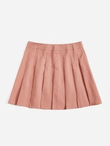 SHEIN Unity Plus Solid High Waist Pleated Skirt - Dusty Pink - View 3