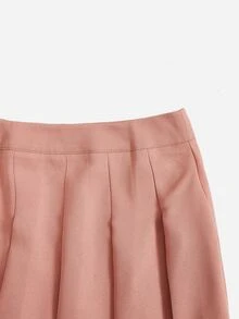 SHEIN Unity Plus Solid High Waist Pleated Skirt - Dusty Pink - View 4