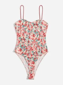 Soleia Floral High Cut Cami Bodysuit - Multicolor - View 3