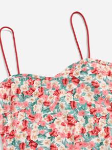 Soleia Floral High Cut Cami Bodysuit - Multicolor - View 4