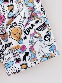 Toddler Boys Letter & Graffiti Print Tee & Shorts - Multicolor - View 4