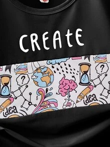 Toddler Boys Letter & Graffiti Print Tee & Shorts - Multicolor - View 5