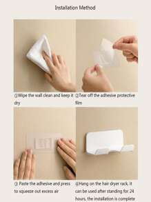 1pc Plain Hair Dryer Holder - White - View 6