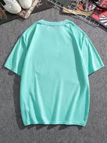 Manfinity Homme 男士字母图案 T 恤绿色 T 恤男士衬衫男士服装