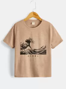 SHEIN 男孩波浪T恤