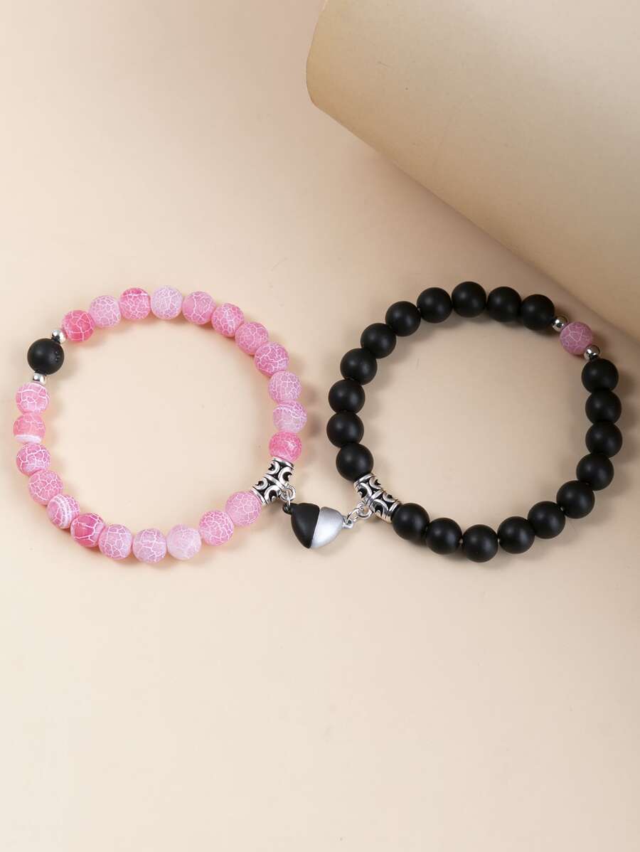 2 cái Cặp Đôi Từ Trái Tim Trang Trí Nội Thất Vòng Tay Cườm - Nhiều màu - Xem 1