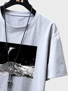 Manfinity Homme Men Letter & Picture Print Drop Shoulder Tee & Drawstring Waist Shorts - Multicolor - View 6