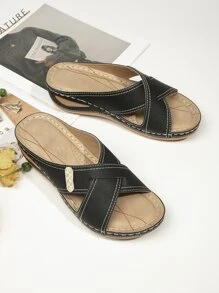 Minimalist Cut Out Wedge Mules