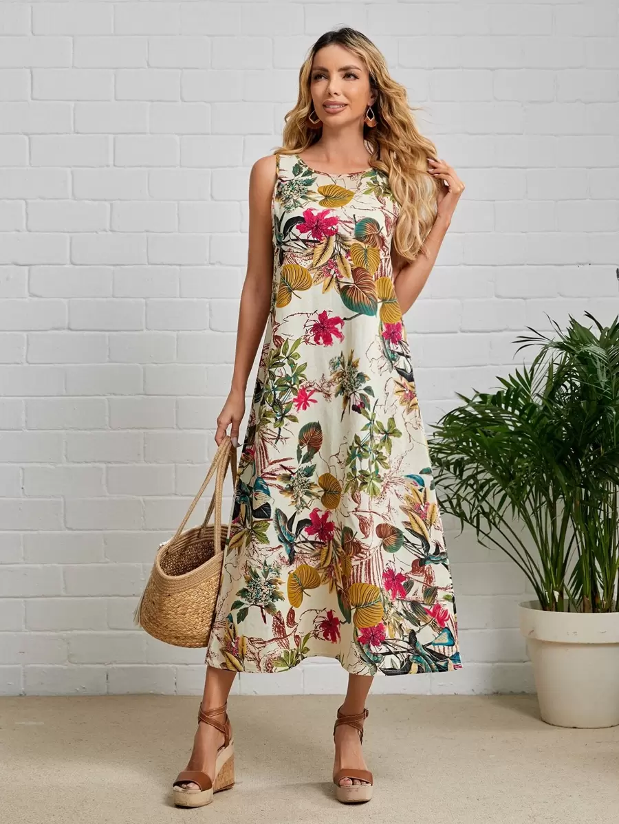 EMERY ROSE Vestido túnico con estampado de plantas - Multicolor - Ver 1