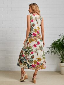 EMERY ROSE Vestido túnico con estampado de plantas - Multicolor - Ver 2